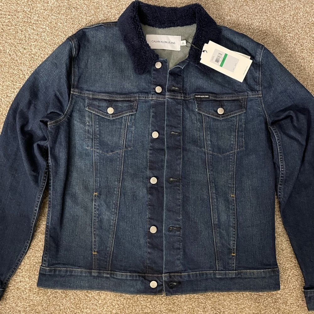 Sherpa Lined Collar Denim Jacket (L) NWT